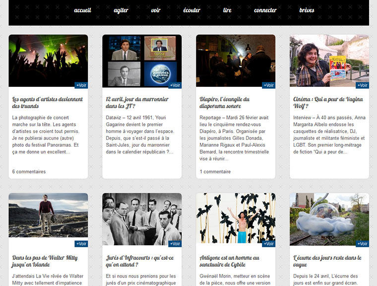 Les rubriques du site, le choix des articles